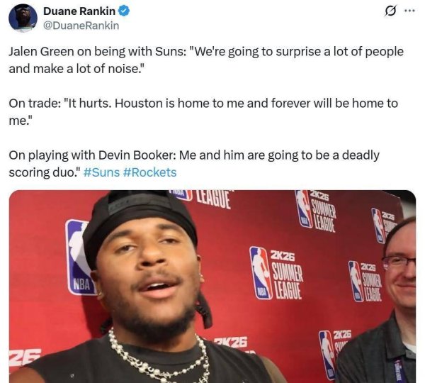 理解交易, 格林亲笔信告别火箭! 太阳捡漏湖人奇兵填满15人大名单